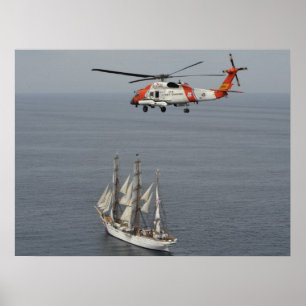 Poster Garde côtière MH-60T Jayhawk et aigle à mâchoires