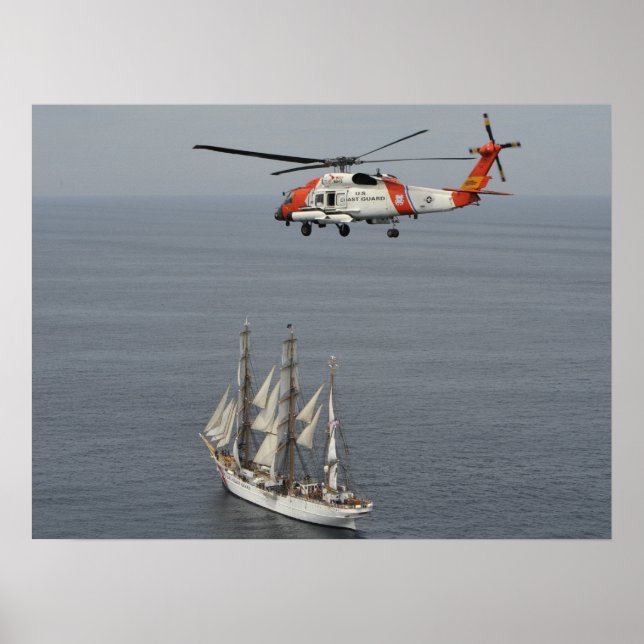 Poster Garde côtière MH-60T Jayhawk et aigle à mâchoires (Devant)