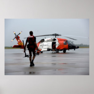 Poster Garde côtière Secourir nageur et MH-60 Jayhawk