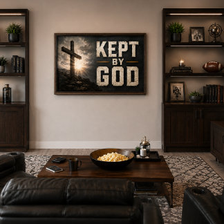 Poster Gardé par Dieu (avec Croix) Horizontal