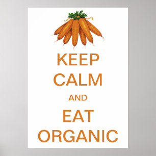 Poster Garde Vintage Calme et Mange des Carottes Biologiq