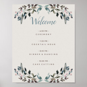 Poster Garden Crest Eggshell Floral Wedding Programme