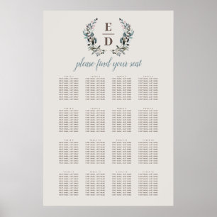 Poster Garden Crest   Eggshell   Wedding Seating Chart