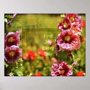 Poster Garden Hollyhock Floral Joy