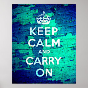 Poster Garder Calme Bleu Peeling Grunge