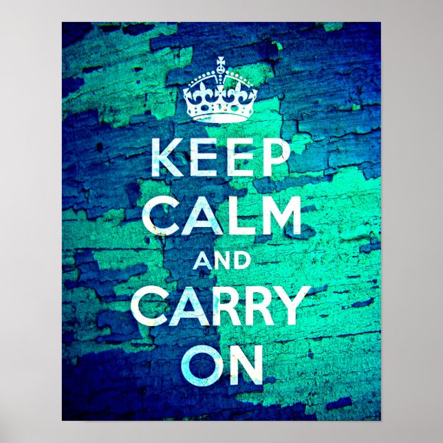 Poster Garder Calme Bleu Peeling Grunge (Devant)
