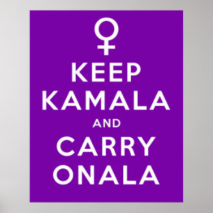 Poster Garder Kamala et Continuer Onala Fond Violet