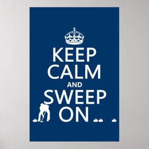 Poster Garder le calme et balayer (curling) (toute couleu