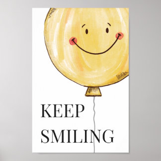 Poster Garder souriant Jaune mignon Balloon sourire heure