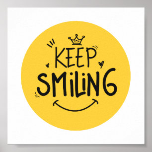 Poster Garder souriant Jaune mignon Sourire Citation Moti