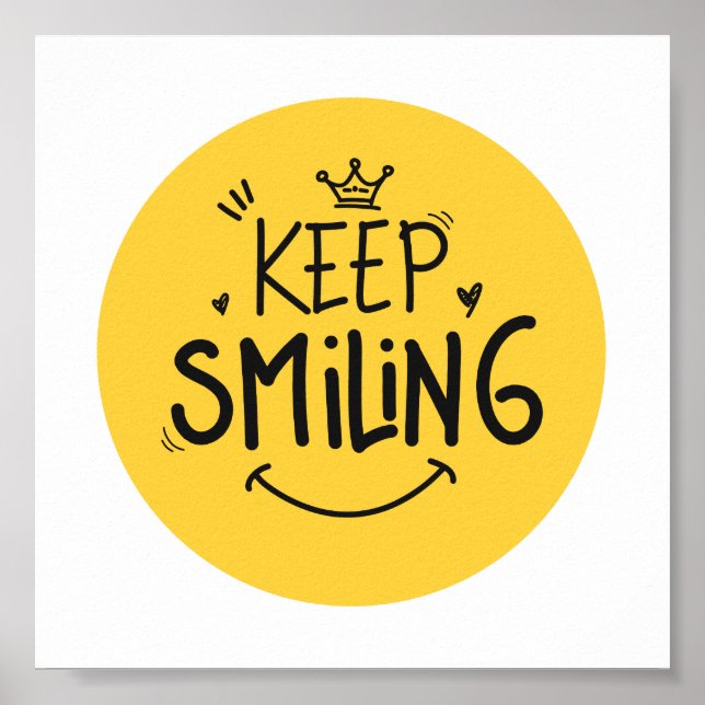 Poster Garder souriant Jaune mignon Sourire Citation Moti (Devant)