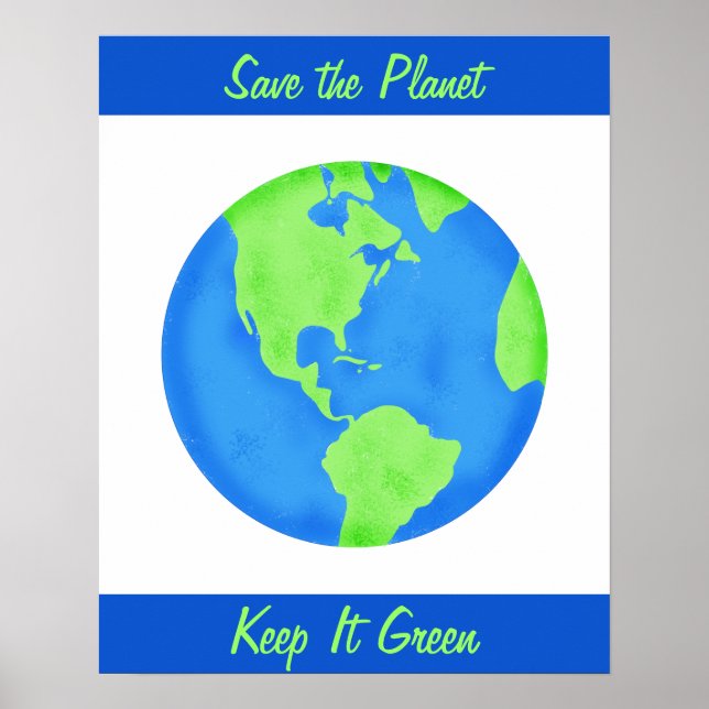 Poster Garder Vert Économisez Terre Environnement Mur Art (Devant)