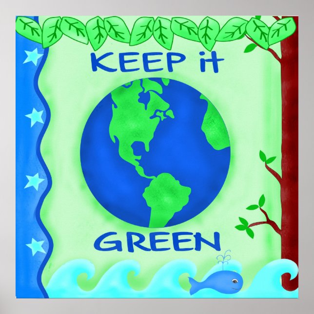 Poster Garder vert Sauver la Terre Environnement Art (Devant)