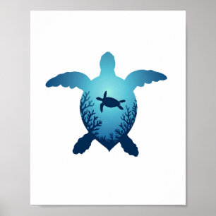 Poster Gardez la mer sans plastique Sauvez les tortues de