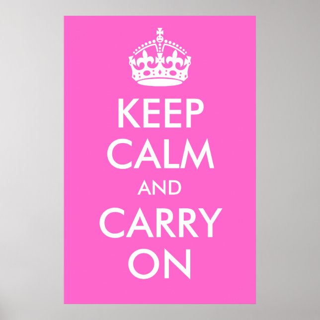 Poster Gardez le calme et continuer sur l'impression rose (Devant)