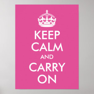 Poster Gardez le calme et continuez sur papier rose framb