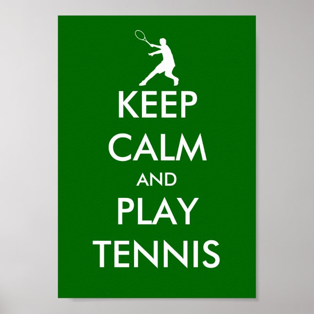Poster Gardez le calme et jouez à l'affiche de tennis par (Devant)