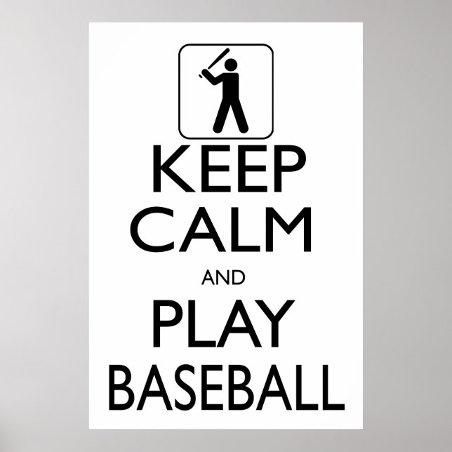 Poster Gardez le calme et jouez au baseball (Devant)