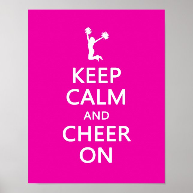 Poster Gardez le calme et la joie, rose Pom-pom girl (Devant)