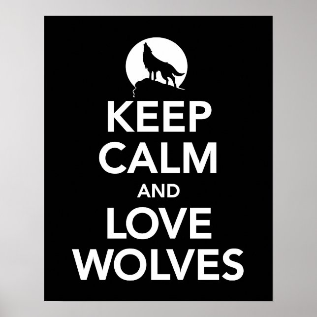 Poster Gardez le calme et l'amour Loups imprimer ou poste (Devant)