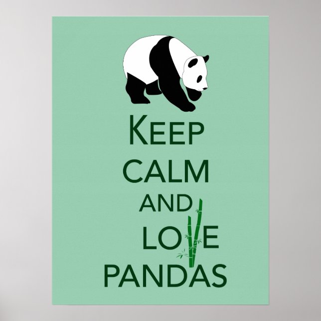 Poster Gardez le calme et l'amour Pandas Beaux-Art Imprim (Devant)