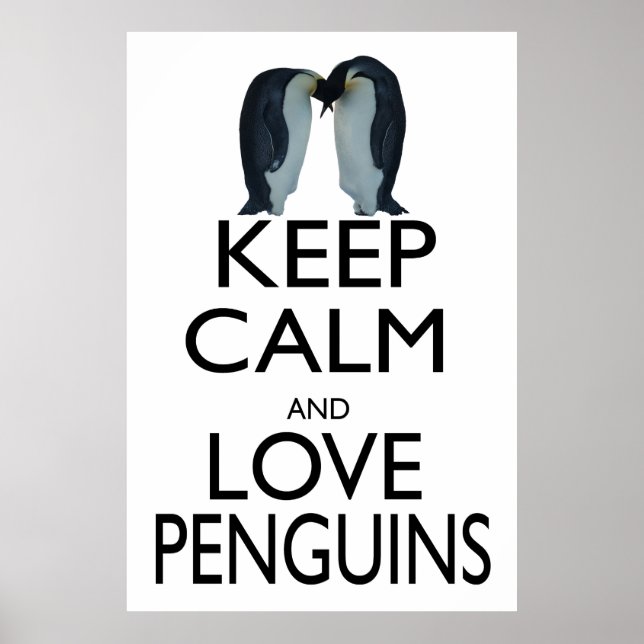 Poster Gardez le calme et l'amour pingouins (Devant)