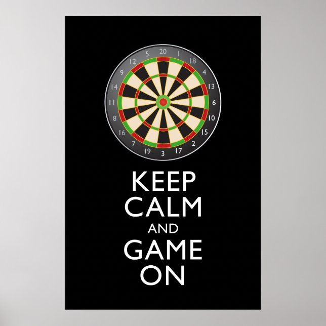 Poster GARDEZ LE CALME ET LE JEU SUR - Cible de flechette (Devant)