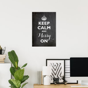 Poster Gardez Le Calme Et Le Joyeux Sur Chalkboard Drôle