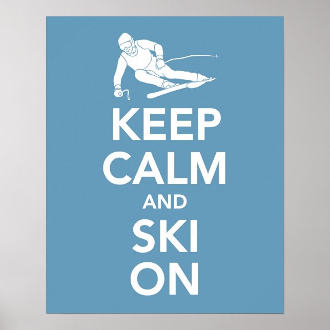 Poster Gardez le calme et le ski à l'impression (Devant)