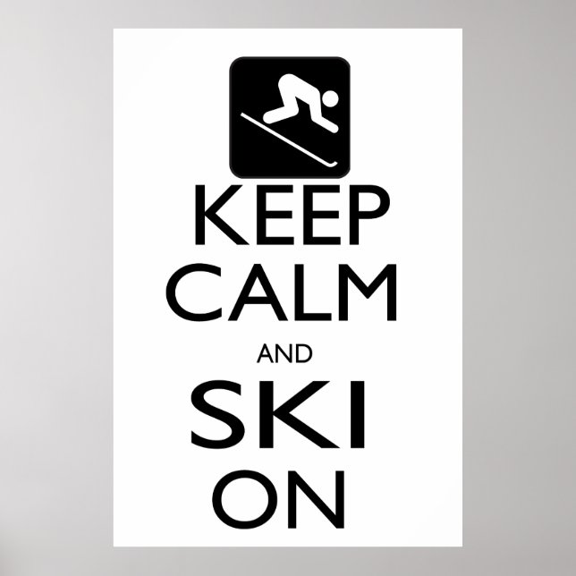 Poster Gardez le calme et le ski allumé (Devant)