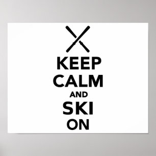 Poster Gardez le calme et le ski dessus