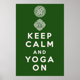 Poster Gardez le calme et le yoga dessus