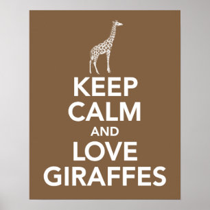 Poster Gardez le calme et les girafes d'amour impriment