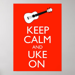 Poster Gardez le calme et l'Uke sur la copie d'affiche
