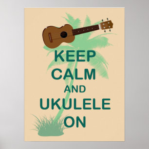 Poster Gardez le calme et l'ukulélé sur l'affiche unique