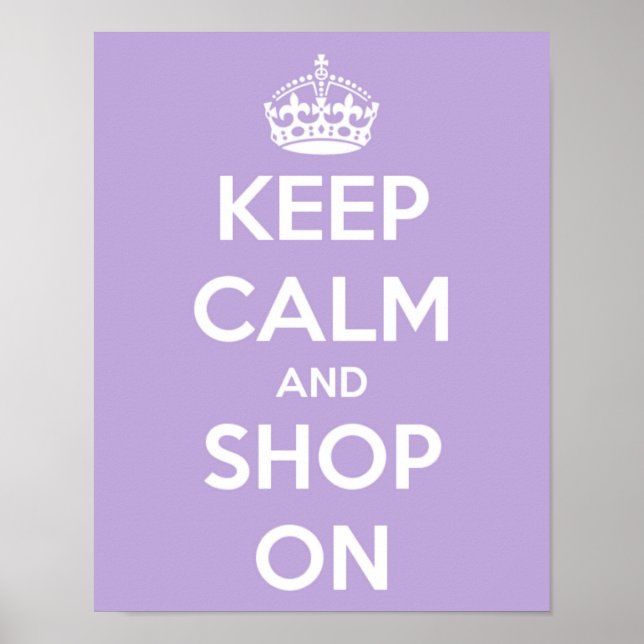 Poster Gardez le calme et magasinez sur Lavender (Devant)
