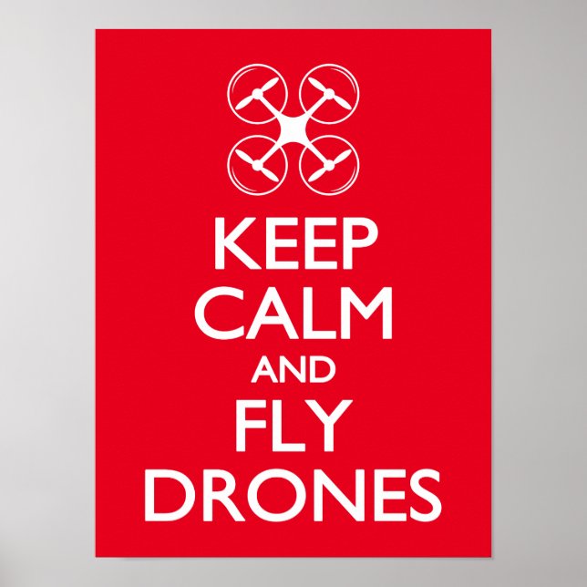 Poster Gardez le calme et volez des drones (Devant)
