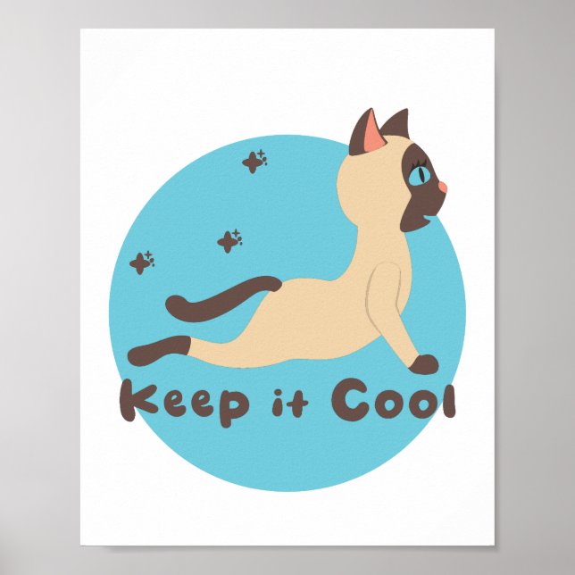 Poster Gardez-le cool Kawaii amusant chat pratique yoga p (Devant)