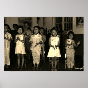 Poster Gardez les enfants de la Chine vintage Changsha