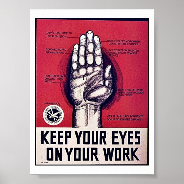 Poster Gardez Vos Yeux Au Travail (Devant)