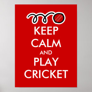 Poster Gardez votre calme et jouez au cricket   Parodie d