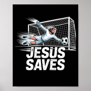 Poster Gardien de but de football Jésus sauve chrétien So