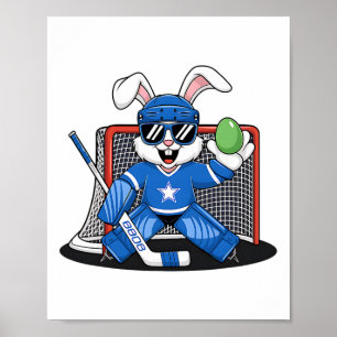 Poster Gardien de but de hockey sur glace Lapin de Pâques