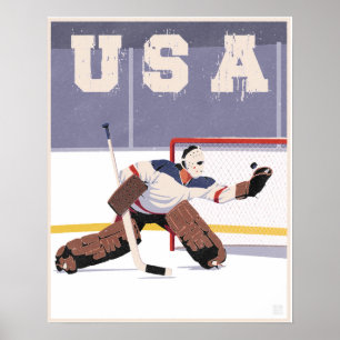 Poster Gardien de but d'hockey des Etats-Unis
