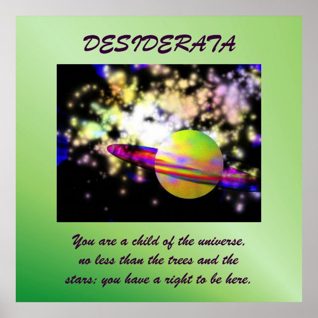 Poster Gardien de la Galaxie DESIDERATA (Devant)