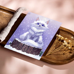 Poster Gardien de l'hiver : Renard arctique fantaisiste d