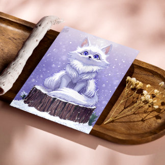 Poster Gardien de l'hiver : Renard arctique fantaisiste d