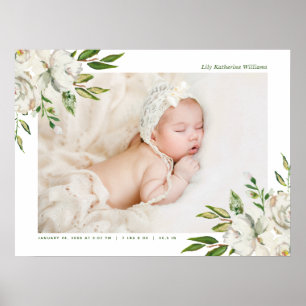 Poster Gardien photo pour bébé en fleurs dorées