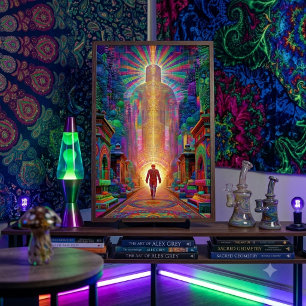 Poster Gardien Spirituel Visionnaire Néon Psychédélique