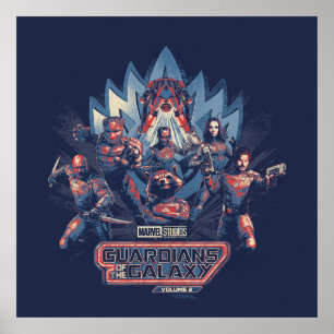 Poster Gardiens de la Galaxie Équipe Chargée avec Logo